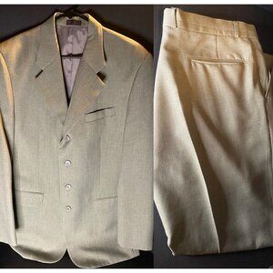 Bonelli Mens Suit 40R Polyester Blazer + Pants Formal Professional